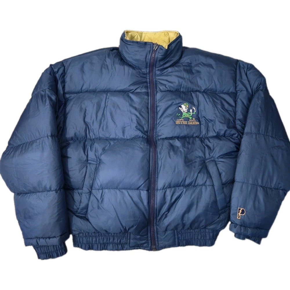 Vintage Notre Dame Pro Player Puffer Jacket Fighting Irish Coat 90's Size Large